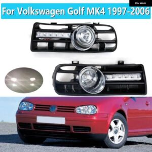 1ペア 車 LED DRL ヘッドライト デイ ランニングライト フォグランプ ゴルフ 4 ライト ヘッドライト フォグランプ VW ゴルフ MK4 1997-2006