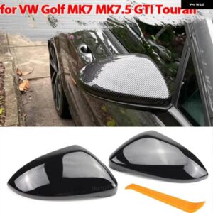カーボンブラックサイドミラー カバー キャップ VW ゴルフ 7 MK7 MK7.5 GTI R GTE GTD 13-20