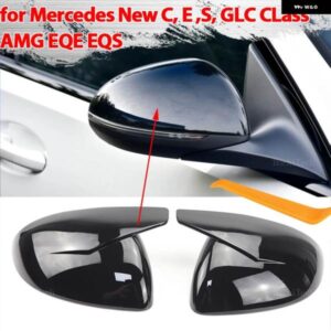 2個 ABT ブラックバックミラー サイドミラー カバー キャップメルセデス C E S GLC クラス W206 X206 S206 X254 W214 W223 EQE EQS AMG