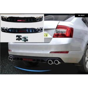 シュコダ オクタヴィア 2014-2018 ABS ブラックリアバンパー リップトランク スポイラーリアディフューザープロテクター