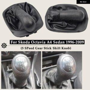 5速 マニュアル ギア シフトノブ シュコダオクタヴィア MK1 A4 1997-2011 スティックギア シフター レバーノブ革ブーツカバー