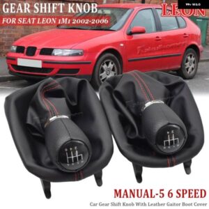 5速 6速 マニュアル シート レオン 1M1 2002/06/01 ギアスティック シフトノブ レザー ブーツレッドラインスタイリング
