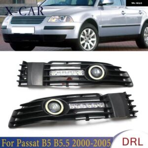 1ペア エンジェルアイデイタイム ランニングライト フロント フォグランプ グリル LED ライトランプ VW パサート B5 B5.5 2000-2005