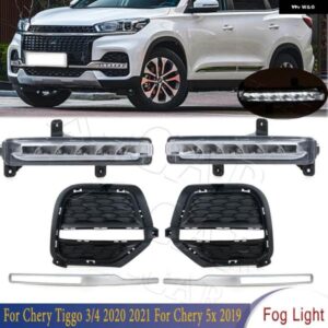 フロントバンパー DRL デイタイム ランニングライト モールド トリム フォグランプ カバー ストリップ CHERY TIGGO 3 4 2020 2021 5X 2019