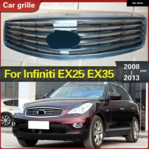 1セット フロント メッシュ アッパーグリルバンパー インフィニティ EX25 EX35 QX50 2008-2013 クローム ABS プラスチック レーシンググリル