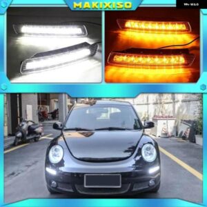 1ペア DRL VW ビートル 2006/10/01 LED 車 DRL デイタイム ランニングライト フォグランプ ウィンカーイエロー