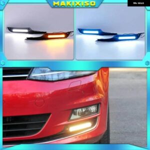 2個 LED DRL 耐熱耐摩耗性 6000-6700K 防水デイタイムランニングバルブ ウィンカー V W ゴルフ 7 2014-2016