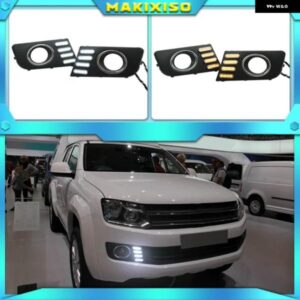 2個 フロントバンパー ライト LED フォグランプ ウィンカー DRL デイタイム ランニングライト VW AMAROK 2014 2015 2016