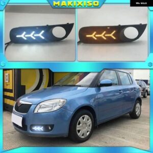 1ペア シュコダファビア 2008-2011 12V ABS LED DRL デイタイム ランニングライト フォグランプ カバー
