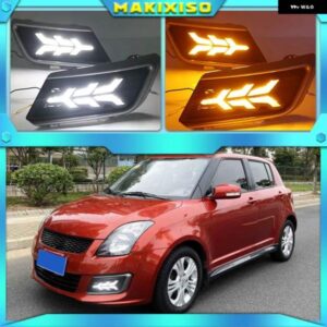 スズキ 1セット 車 LED DRL デイタイム ランニングライト スイフト 2013-2016 黄色ウインカー フォグランプ カバー 付き