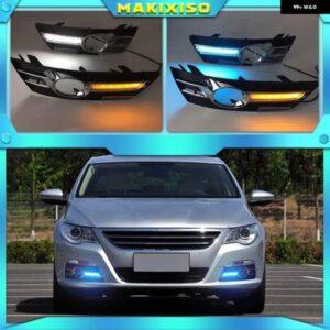 1ペア VW パサート CC 2009-13 12V LED 車 DRL デイタイム ランニングライト フォグランプ 穴カバー 付き