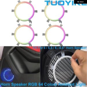 4個 LED シンフォニーカー オーディオ ホーン スピーカー 64色 インテリア 周囲ムードアプリ 制御 ドア 装飾 ライト 210 モード