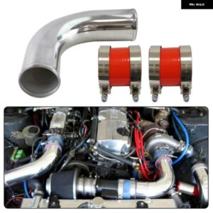 アルミ 90 度 63MM 2.5インチ T6063 インタークーラー ホース + シリコン ホース T-クランプ ブラック/ブルー/レッド