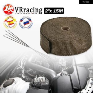 2インチ X15メートル チタンターボ マニホールド 排熱サーマルラップテープ + 6個 のステンレスタイ VR1915T