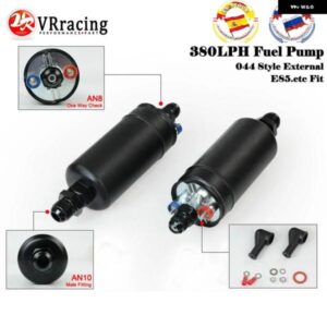 VRRACING-380LPH インラインアウター燃料ポンプ 10AN インレット + チェック VAVLE 8AN アウトレット 継手 E85 互換性 044 スタイル燃料ポンプ