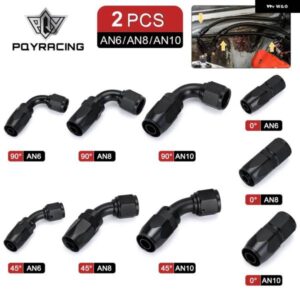 AN6 AN8 AN10 ストレート 45 90 180 度オイル燃料スイベルホースエンドフィッティングオイルホースエンドアダプターキット 黒