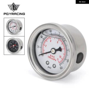 燃料圧力計液体 0-100 PSI 油圧計燃料ゲージ黒/白フェイス PQY-OG33