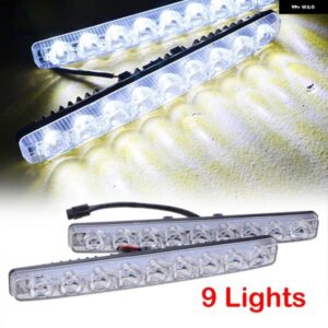 2個 9 LED コールドホワイト デイタイム ランニングライト フォグランプ DRL ライトアクセサリーアルミハウジング 12V 6000K