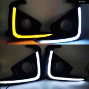 スズキ カー点滅 1ペア ERTIGA 2018 2019 LED デイタイム ランニングライト DRL フォグランプ カバー ヘッドランプ黄色ウ