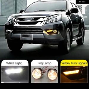 カー点滅 2個 いすゞ MU-X MUX 2015 2016 LED DRL デイタイム ランニングライト LED フロントバンパー フォグランプ ケースドライビングライトホワイト