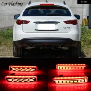 カー点滅 2個 LED インフィニティ QX70 2013-18 リフレクター ランプリア フォグランプ バンパー ライトブレーキライト
