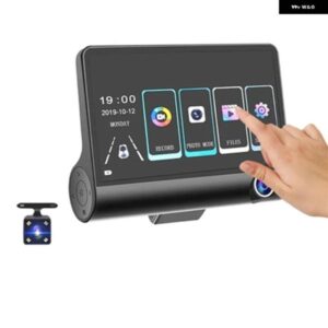 4インチタッチスクリーンカーDVR 1080Pダッシュカムフロントインサイドリア カメラ ナイトビジョンループ録画Gセンサー B