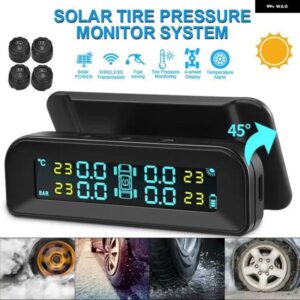 ソーラーワイヤレス USB TPMS タイヤエア圧モニターシステム HD LCD ディスプレイ 4 アウターセンサータイヤエア圧温度ハザード