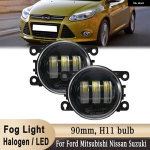 スズキ フォード フィエスタ フォーカス トランジット フュージョン MK2 MK3 C-MAX 90MM フロント フォグ ライト DRL ドライ