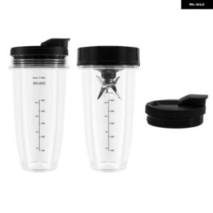 NINJA 用ブレンダー交換部品 TO-GO蓋付き24オンスカップ2個 7フィン抽出ブレード NUTRI NINJA AUTO IQ用