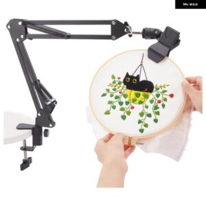 ブラック刺繍テーブル スタンド キット 手刺繍フープホルダー 360回転刺繍ホルダー スタンド 刺繍フープ用