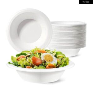 ペーパーボウル 使い捨てボウル 50個パック サトウキビボウル 堆肥化可能なスープボウル ホットフードパーティー BBQ ピクニック用 680ML