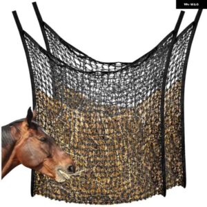 スローフィーディング干し草ネット 干し草フィーダー 干し草バッグ ホース用干し草ネット ホース用干し草バッグ ホースヤギ用 ホース給餌用品 2個 ブラック