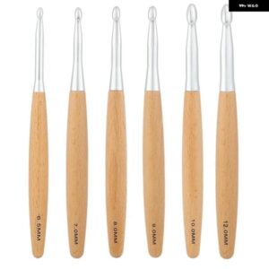 大型かぎニードル編みフックセット 6.5MM 7.0MM 8.0MM 9.0MM 10.0MM 12.0MM ブナ材ハンドルかぎニードル編みフック