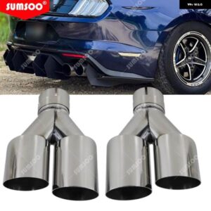 1個 ダブルエキゾーストチップステンレス ストレートエッジポリッシュマフラーテール パイプ