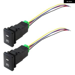 LEDバックグラウンド インジケーター ライト付き2個 4極12V フォグランプ 用 DRL LED ライトバー 33X22MM