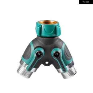 ホーススプリッター 2 ウェイ 3/4インチ 蛇口 Y コネクタ シャットオフ バルブ 付き ガーデンホーススプリッター B