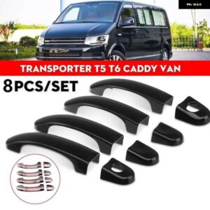8個 セット ABS クローム ドアハンドル カバー トリム トランスポーター T5 T6 キャディーバン 2003-2015 グロスブラック用