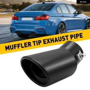 車 トリム エキゾースト パイプ 63MM ステンレス ベンドマフラーチップテールスロートブラック