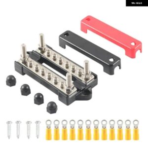 12V 接地/配電端子台 バッテリー バスバーセット 最大 AC 300V/DC 48V マイナス/プラス絶縁バスバー
