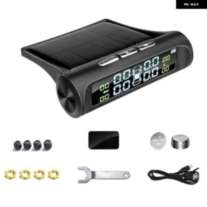 1セット 太陽光発電 TPMS タイヤエア圧警報モニター システム 自動セキュリティ警報 システム タイヤエア圧温度ハザード