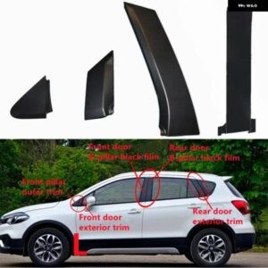 スズキ フロントリアドアモールディング トリム パネル 装飾ポストカバー アウター ピラー ガーニッシュ S-クロス SX4 クロス 2013-2