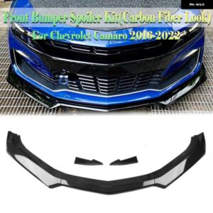 シボレー カマロ SS LS LT RS 2016-2024 フロント バンパー スポイラー リップカーボンルック/グロスブラックアンダースプリッ