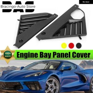 シボレー エンジン ベイ パネル カバー スタイル コルベット C8 2020-24 グロスブラック/カーボンブラック/レッド/イエロー装飾アクセ