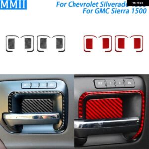シボレー シルバラード GMC シエラ 2014-2018 カーボンインナードアボウルハンドル パネル カバー トリム カーアクセサリー ステッカ