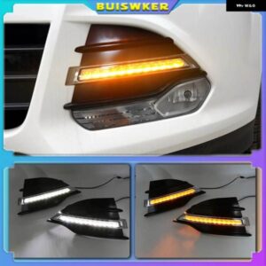 フォード クーガ エスケープ 2014-16 デイタイム ランニングライト DRL LED フォグランプ カバー イエローウィンカー機能付き 1ペア