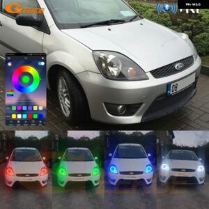 フォード フィエスタ フェイスリフト MK6.5 2005 2006 2007 2008 BT アプリ RF リモート コントロール マルチカラー 超高輝度 RGB LED エンジェルアイキット