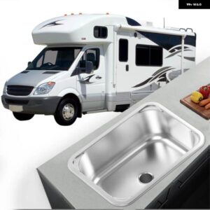 RVシンク スクエア 345X245X136MM 304 ステンレス フラッシュ マウント 手洗い洗面台シンク 40MM排水口付き キャンピングカー バン ヨット ボート