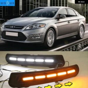 1ペア フォード モンデオ 2011-2013 カー スタイリング フロント LED DRL デイタイム ランニングライト デイライトドライビング フォグランプ