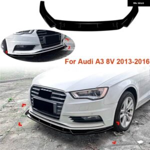 アウディ A3 8V 2013 - 2016 光沢ブラック カーフロント バンパー スポイラー 下顎リップ フロントスプリッター ディフューザー デフレクターガード