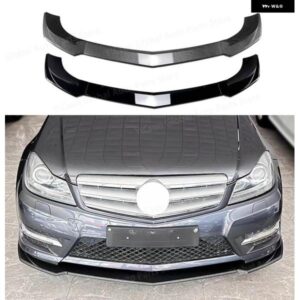 フロントスポイラー リップ メルセデス ベンツ C クラス W204 S204 フェイスリフト 2011-2014 AMGラインスポーツ グロスブラック/カーボンルック ABS